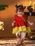 Girl's' Red And Cream Dhoti Kurta Set